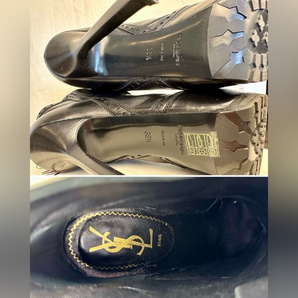 COPY - COPY - Auth YSL TRIBTOO Platform Leather Heels Boots Lace Up Black , 38.… - Picture 10 of 10